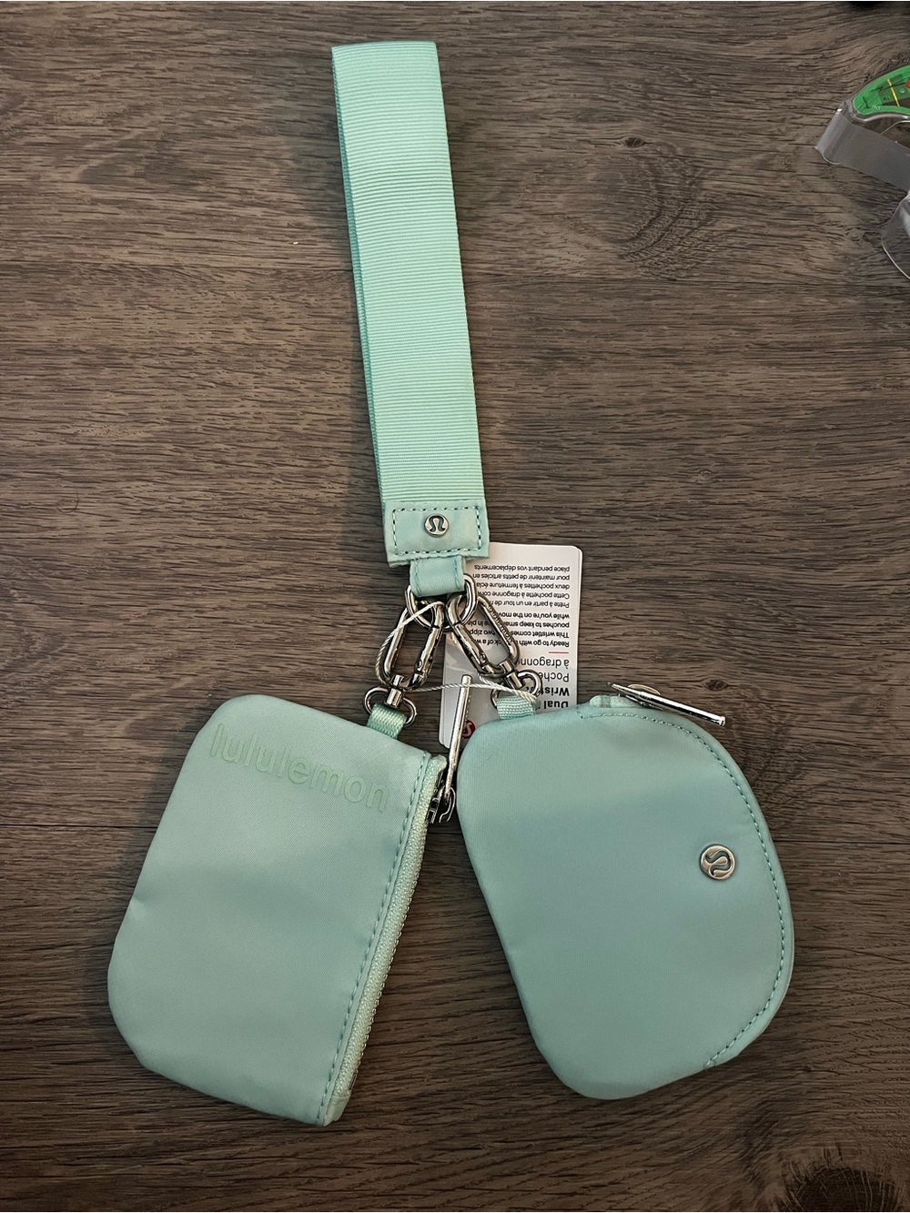 lululemon athletica Mint Double Pouch Wristlet Keychain